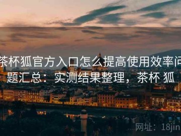 茶杯狐官方入口怎么提高使用效率问题汇总：实测结果整理，茶杯 狐