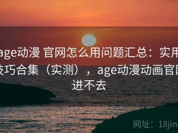 age动漫 官网怎么用问题汇总：实用技巧合集（实测），age动漫动画官网进不去