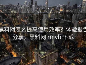 黑料网怎么提高使用效率？体验报告分享，黑料网 rmvb 下载