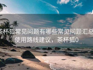 茶杯狐常见问题有哪些常见问题汇总：使用路线建议，茶杯狐0